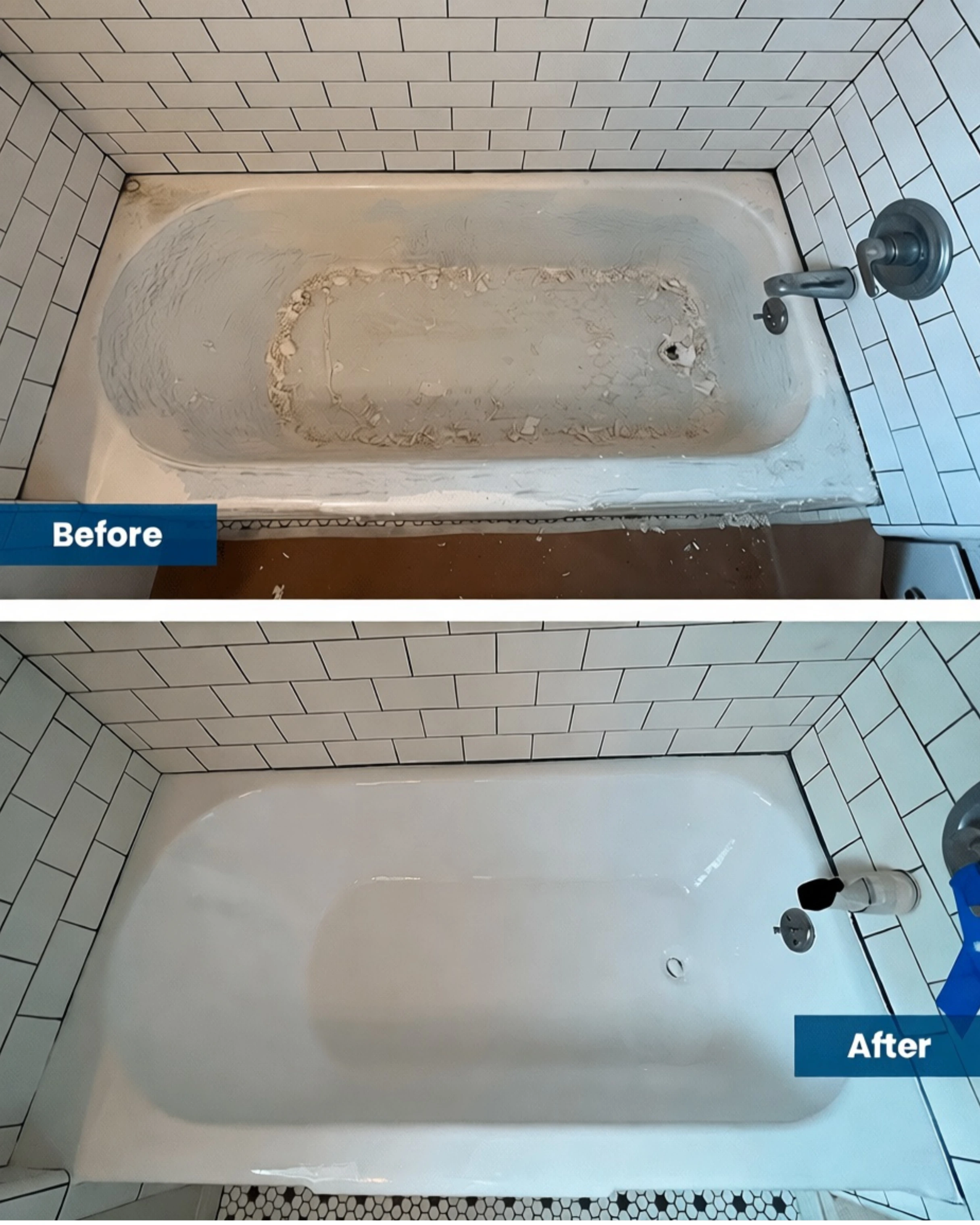 Before and After Bathtub Reglazing